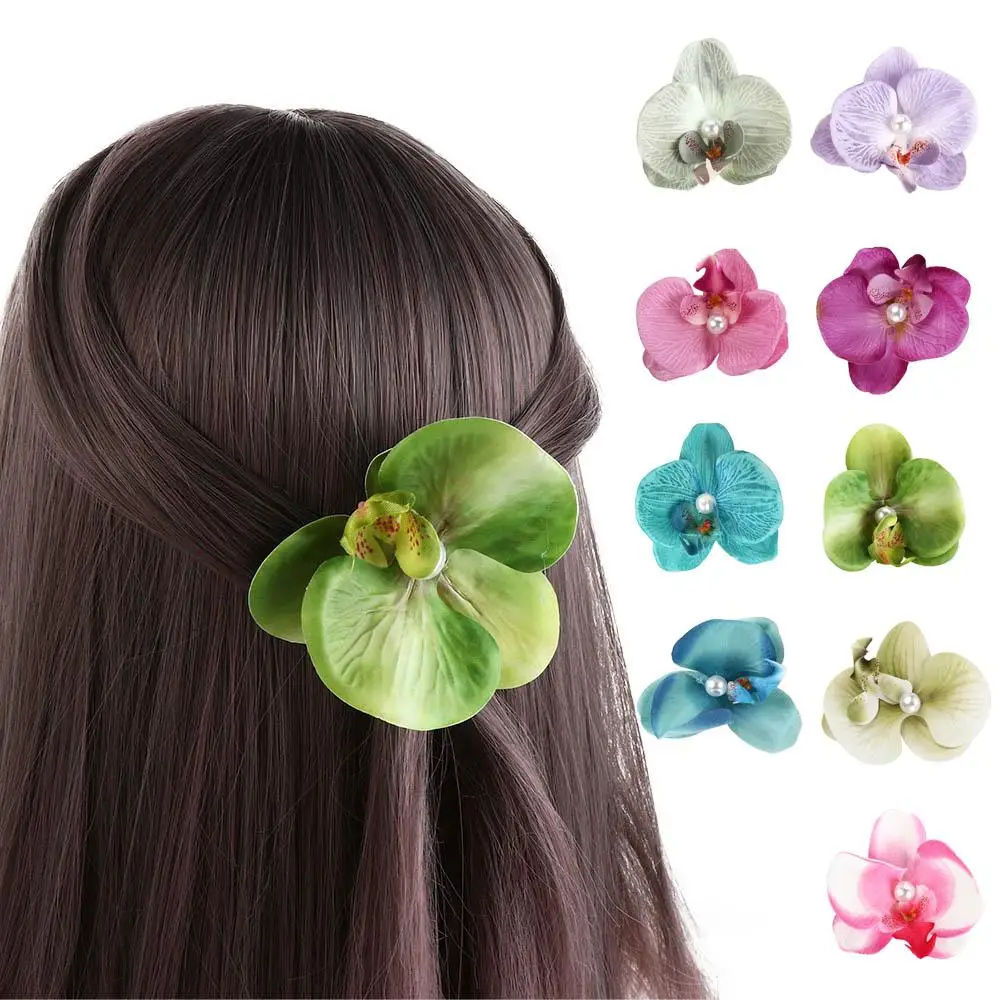 

Pink Orchid Flower Hair Clip Hair Accessories Headdress Orchid Hairpin Hair Ornament Side Barrettes Bohemia Barrettes Daily