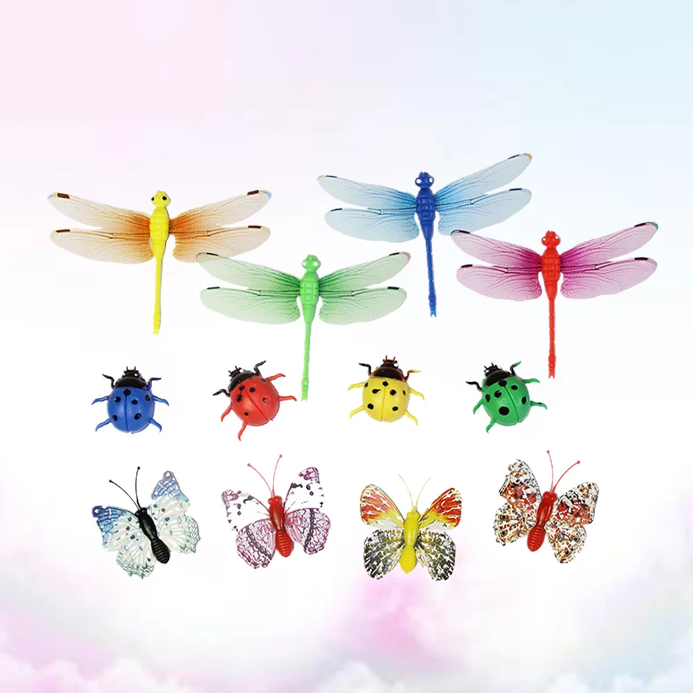 

2Set Simulation Insect Fridge Sticker PVC Stereoscopic Dragonfly Ladybug Magnetic Decor for Refrigerator Home Office Window