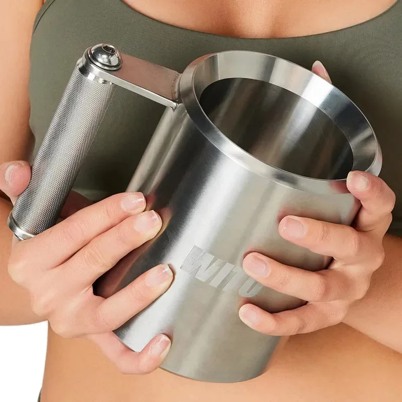 Top Supply Stainless Steel Dumbbell Water Cup 6kg 8kg 10kg Heavy Duty Overweight Mug Creative Fitness Home Gym Training Cup