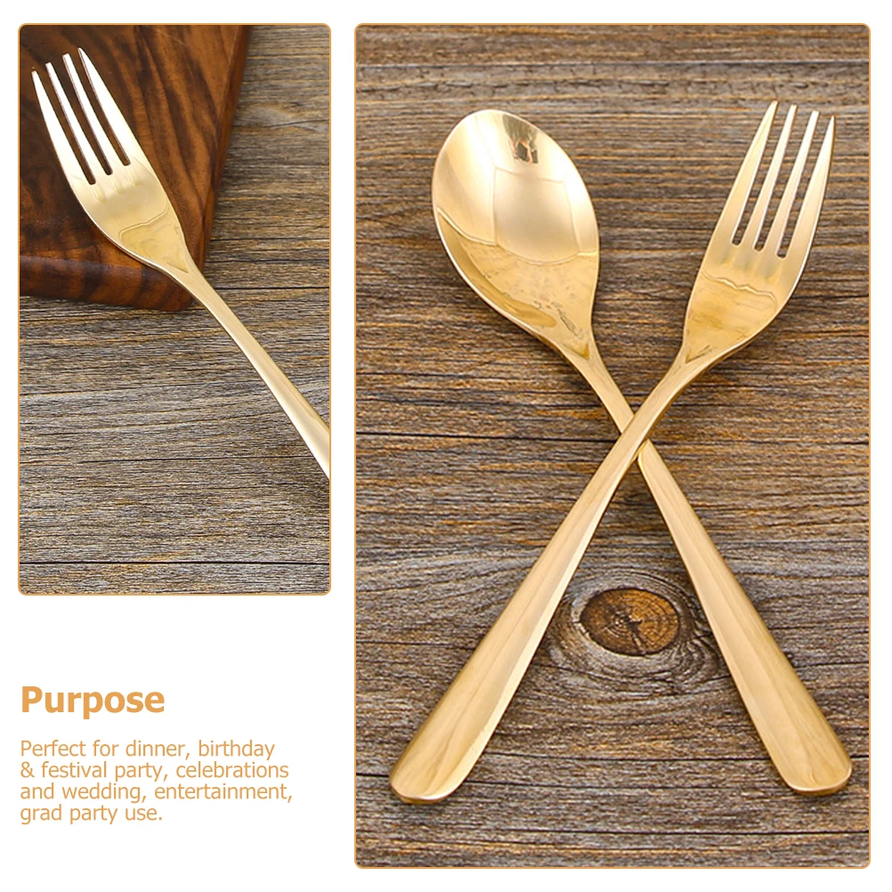 

Brass Cutlery Set Spoon Fork Kit Kitchen Utensil Western Tableware Teaspoon Portable Reusable