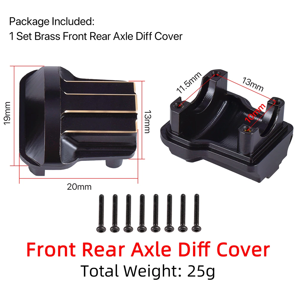 Ottone anteriore posteriore assale Diff Cover per Traxxas TRX-4M 1/18 aggiornamenti parti RC Crawler accessori Defender contrappeso 2 pz