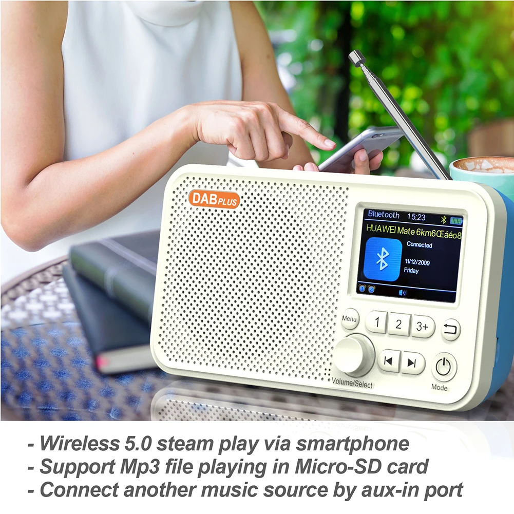 C10 2,4 pulgadas pantalla LCD a Color despertador DAB DAB + FM Radio compatible con Bluetooth