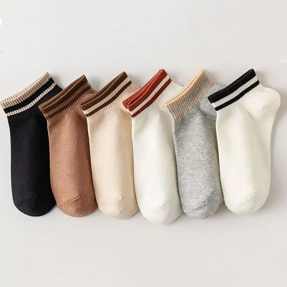 

5 пар женских коротких носков в полоску, хлопковые нескользящие спортивные носки Y2K с дышащей уличной модой в стиле Харадзюку для спортзала и повседневной носки