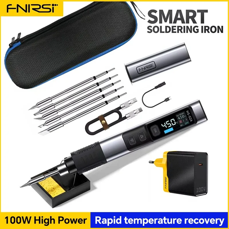 FNIRSI HS-02 High-Precision Temperature Control Tool DC 20V 100-450℃ PD 100W Professional Repair Companion