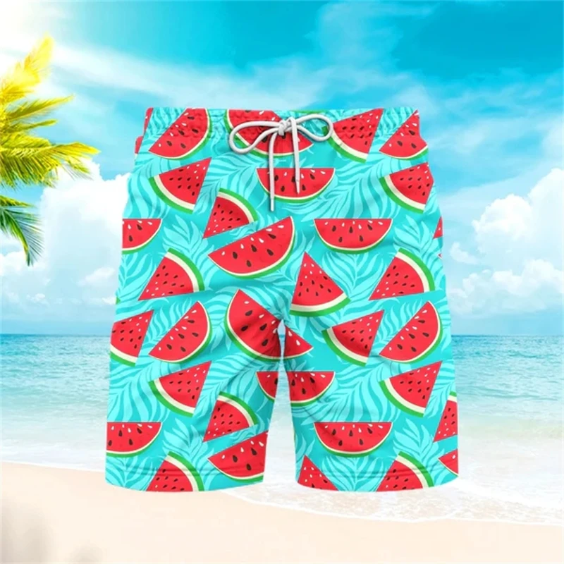 Tropical Fruits Graphic Beach Shorts For Men 3D Print Watermelon Short Pants Summer Sportswear Gym Trunks Oversized Ice Shorts