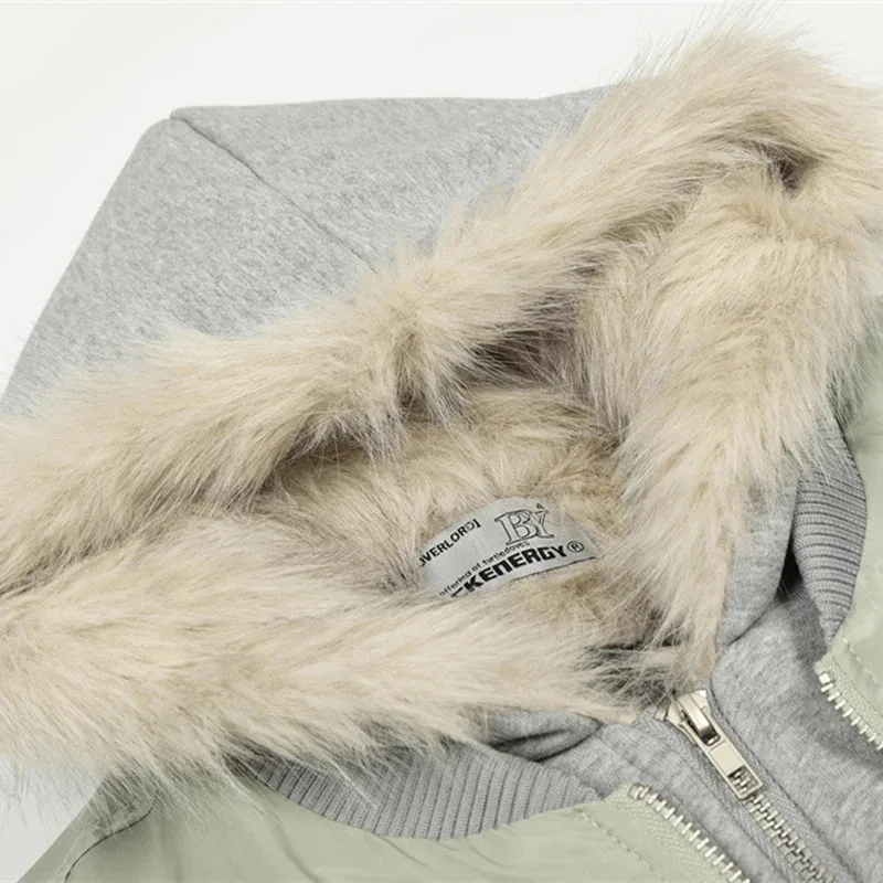 جواكت شتوية للرجال معاطف باركاس دافئة سميكة وياقة من الفرو سترات مبطنة ملابس الشارع الشهير Harajuku سترات بقلنسوة ملابس خارجية #5