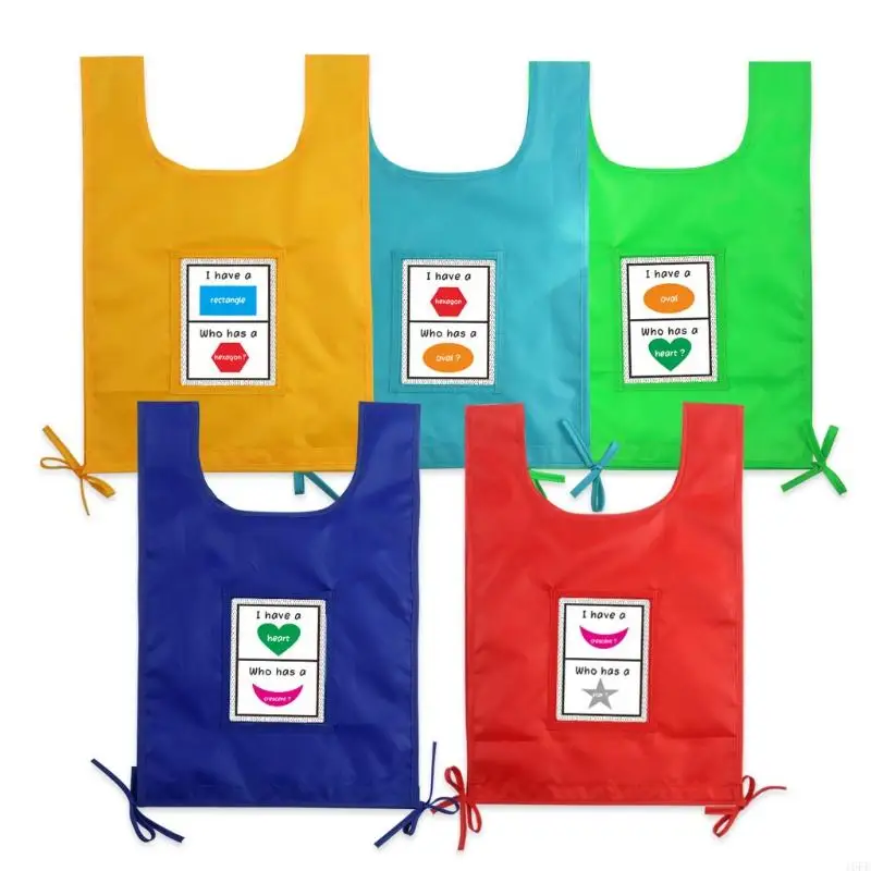 

16FE 5 Pieces Wearable Kids Game Vest with PVC Pocket for Kids Teaching Aids