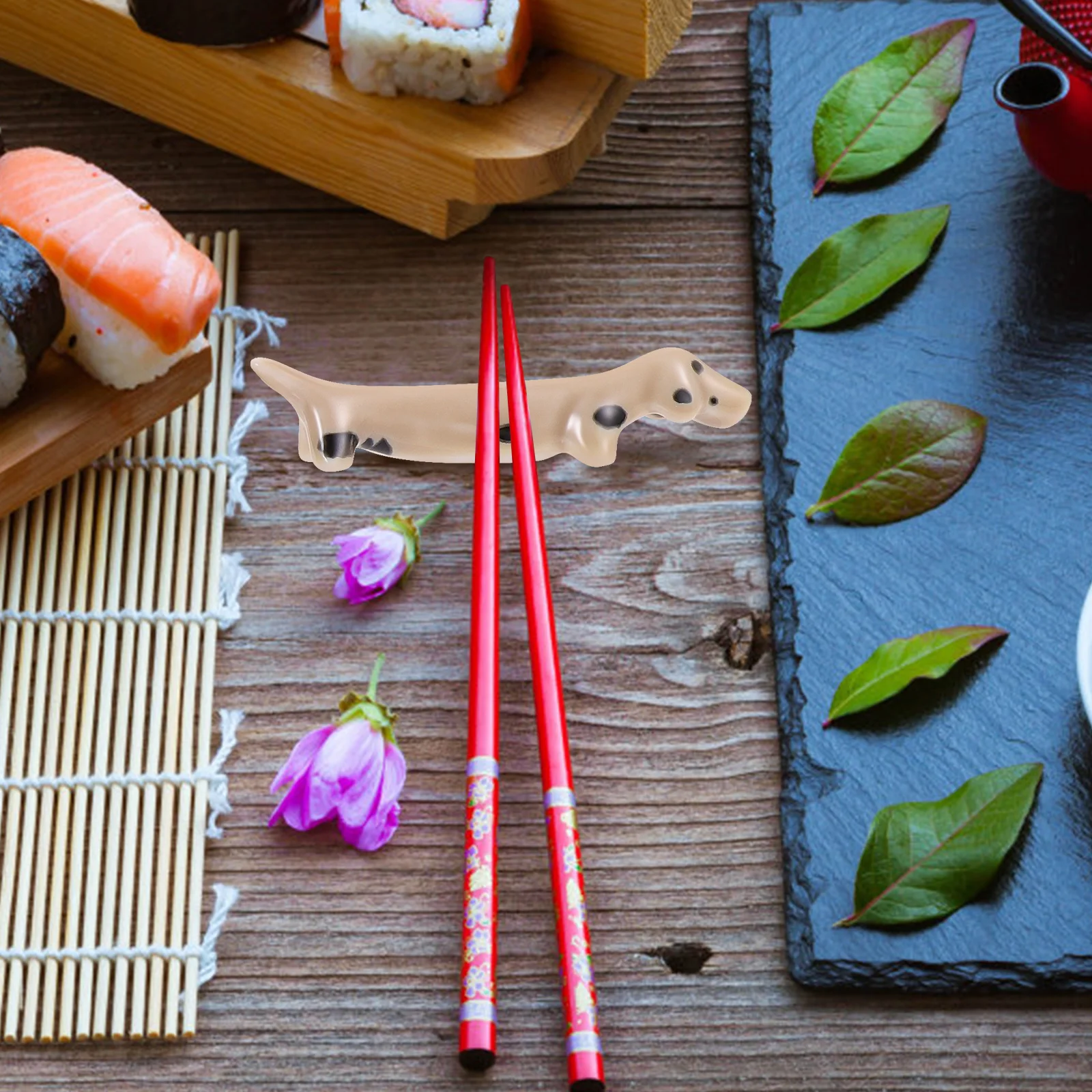 

4Pcs Ceramic Chopsticks Holder Cartoon Dog Design Easy Clean Chopstick Stand Home Table Decoration Chopstick Holder