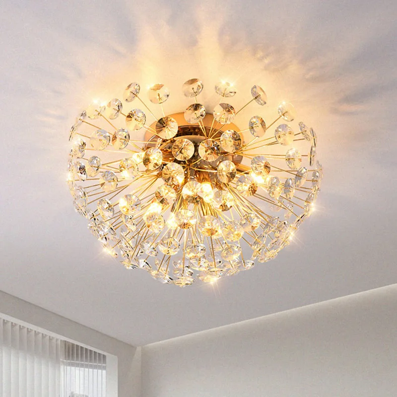 Luxury Crystal Dandelion Small Chandelier Living Room Ceiling Hanging Lamp Bedroom Led Sunflower Pendant Lighting