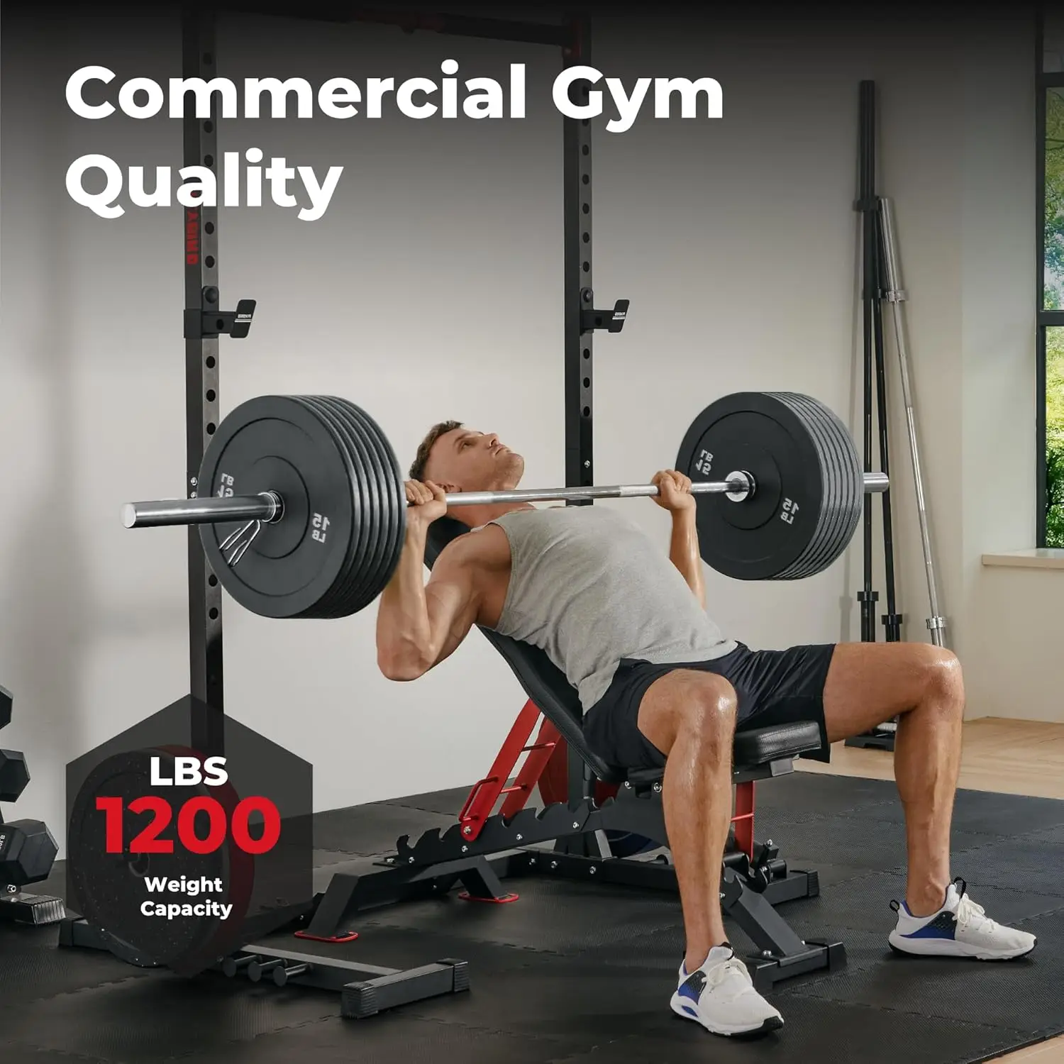 مقعد الوزن، مقعد تدريب القوة بسعة وزن 1200 رطل، مقعد تمرين عالي التحمل وقابل للتعديل #2