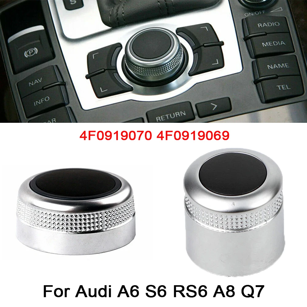 

4F0919070 4F0919069 Мультимедийная ручка регулировки громкости MMI, крышка переключателя, серебряная центральная навигационная крышка для Audi A6 S6 RS6 A8 Q7