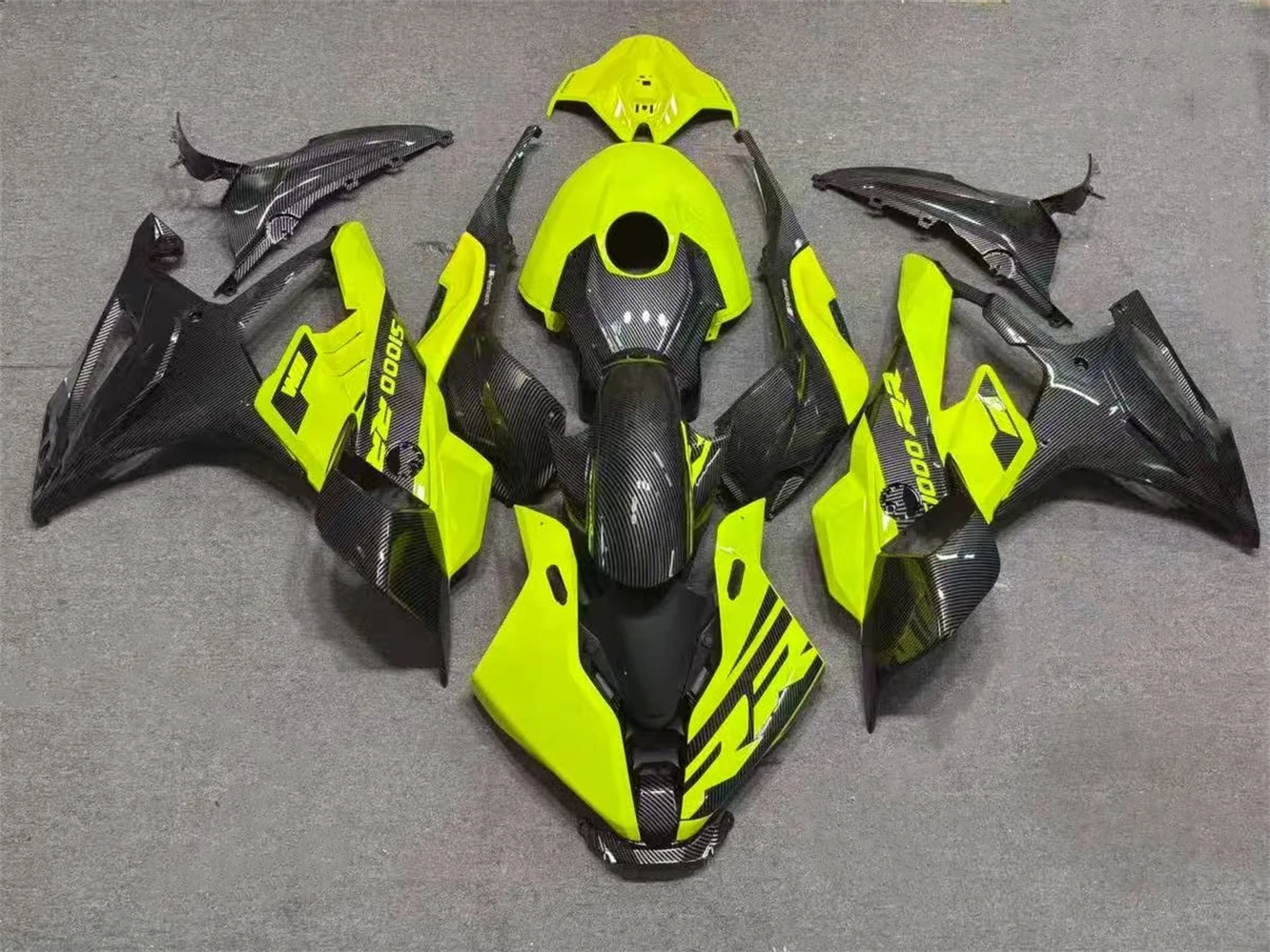 Le nouveau carénage ABS convient au kit de carrosserie de moto M1000RR S1000RR 2025 2026 avec peinture en fibre de carbone jaune fluorescent