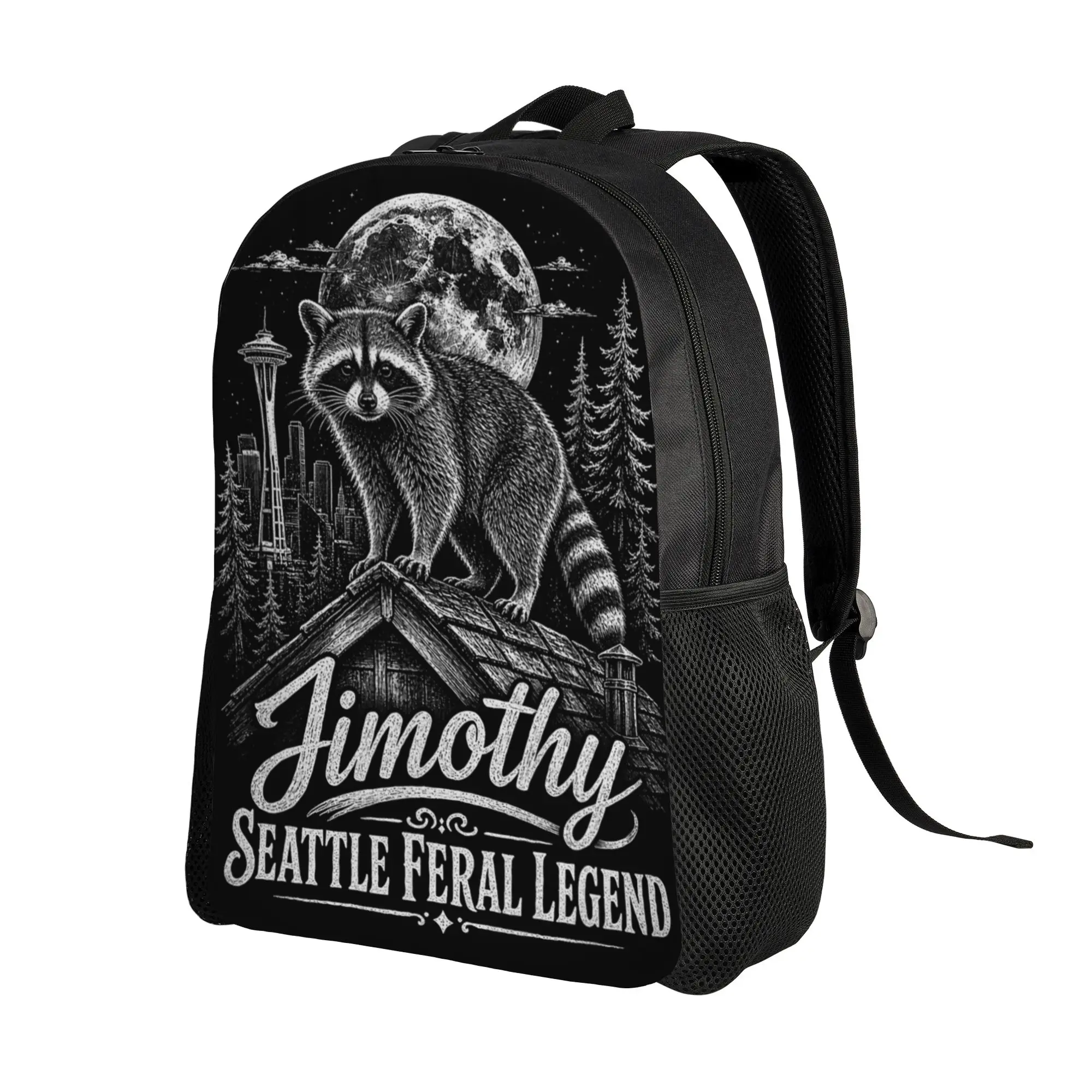 Jimothy Seattle Raccoon Feral Legend Urban Wildlife Backpack  Casual Backpacks Women Sport High School Bags Designer Rucksack