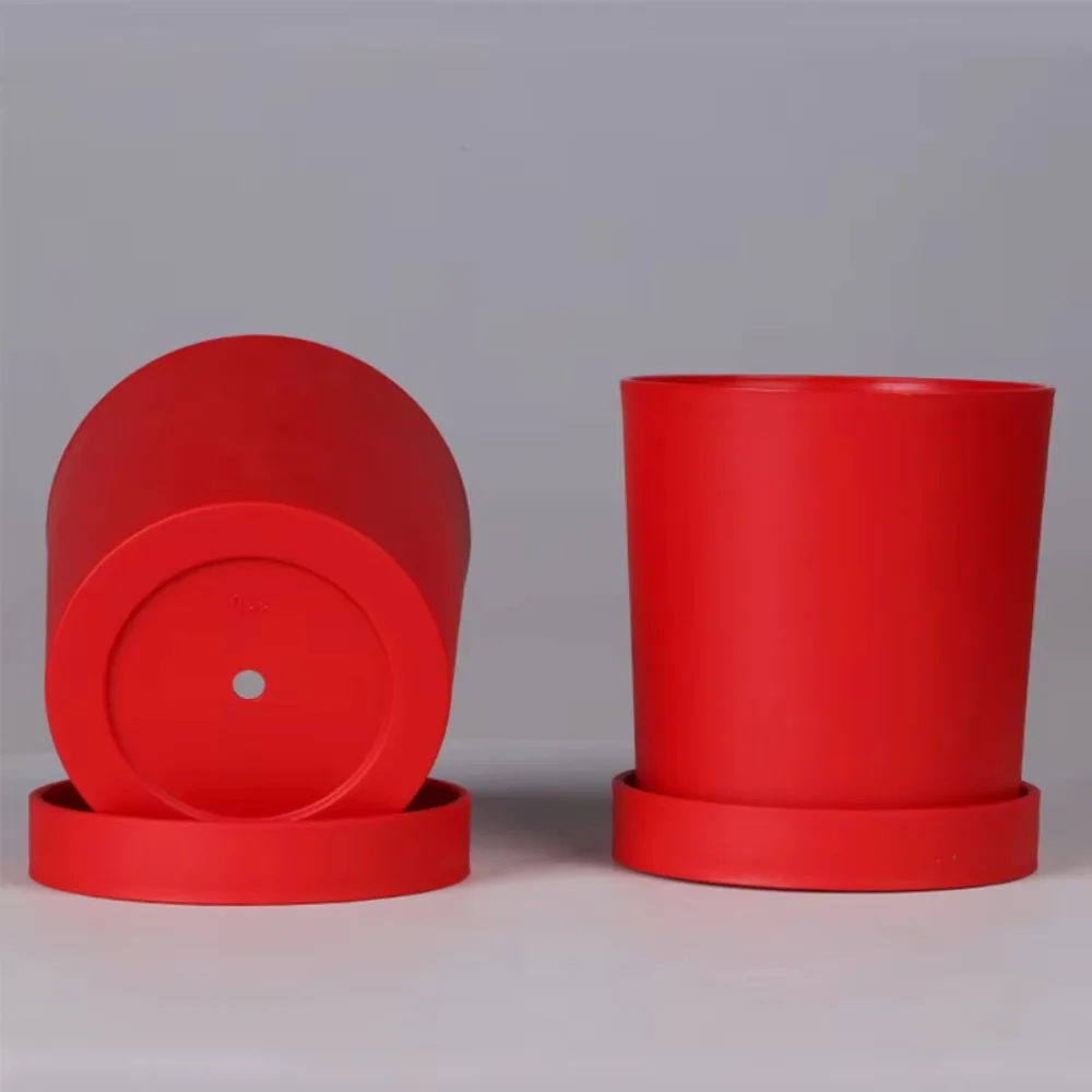 Garden With Tray Flower Pot Plastic Solid Color Flowerpot Breathable Round Decorative Pots