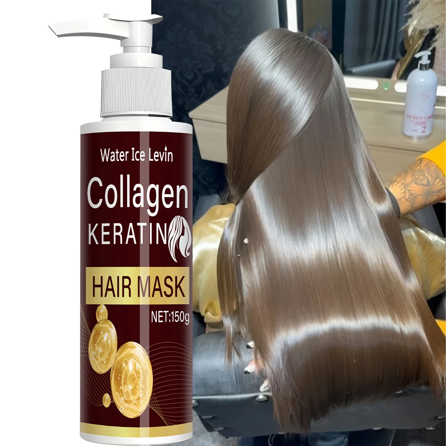 Mascarilla capilar de colágeno, adecuada para cabello dañado, que contiene extracto de raíz de quinoa y aceite de coco, mascarilla capilar de colágeno, adecuada para todo tipo de cabello