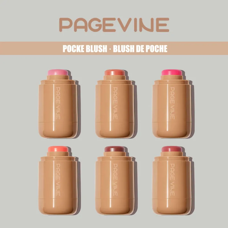 PAGE VINE Pocket Blush Stick Lip And Cheek Hydrating Stick Natural Rouge Powder Blush Cream Lipstick Cheek Easy To Apply Color image 5