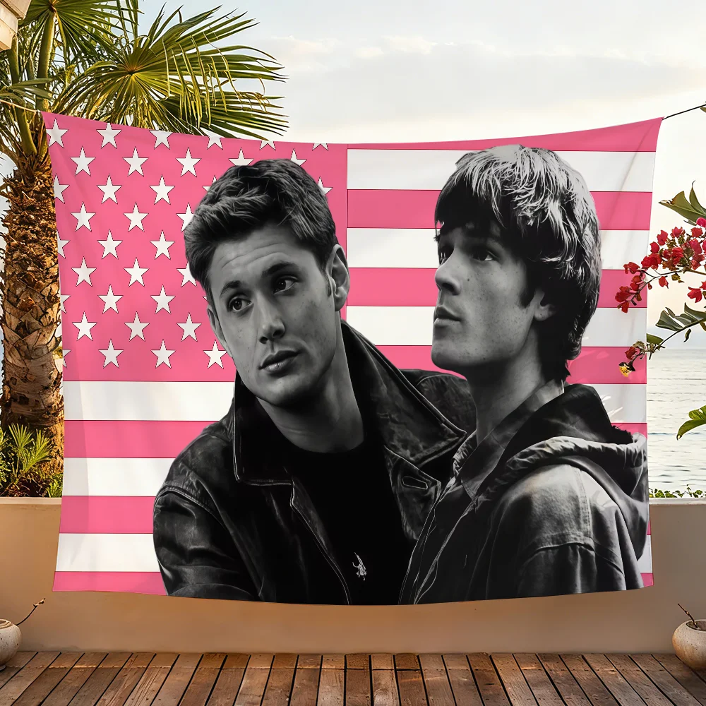 TV Dean Winchester and Sam Winchester flag For Garden Party Living Room Home Wall Decor Banner Bedroom Outdoor Tapestry