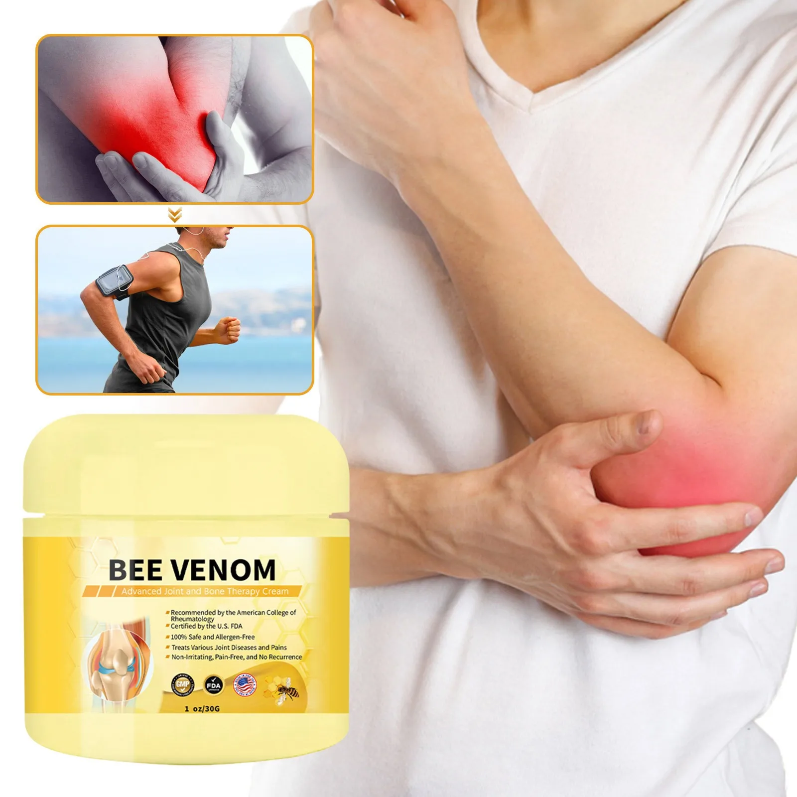 30g Bee Venom Joint Care Cream For Hands Legs Bones And Lumbar Spine For Long Sitting Joint Pain Body Bone Therapy Care Cream