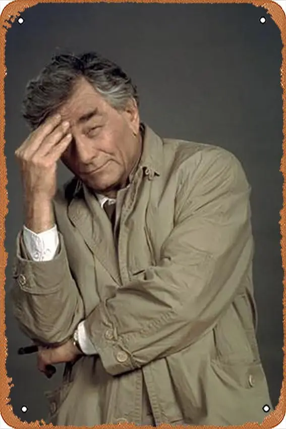 1s, sinal de lata de metal - telefilm COLUMBO: STRANGE BEDFELLOWS, Peter Falk (inspector Columbo), 1995 COLUMBO TV, 1971-2003 (- pôster