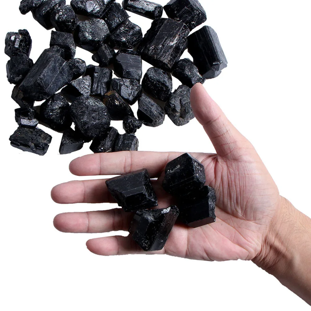 100 جرام حجر كريستال التورمالين الأسود 2 سنتيمتر لصنع المجوهرات ديكور داخلي طلاء النسيج الأيونات السالبة الإصدار الأشعة تحت الحمراء
