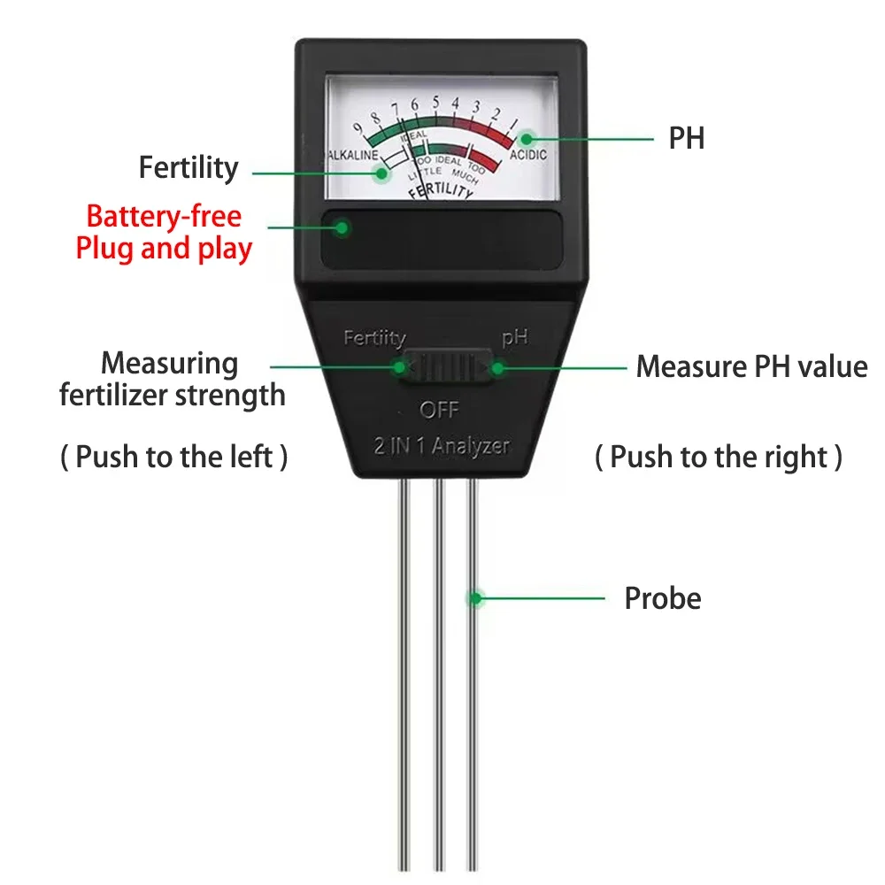 2-in-1 Soil PH And Fertility Meter Test Pen Nitrogen Phosphorus Potassium Analyzer Avoid Premature Defoliation Non-flowering