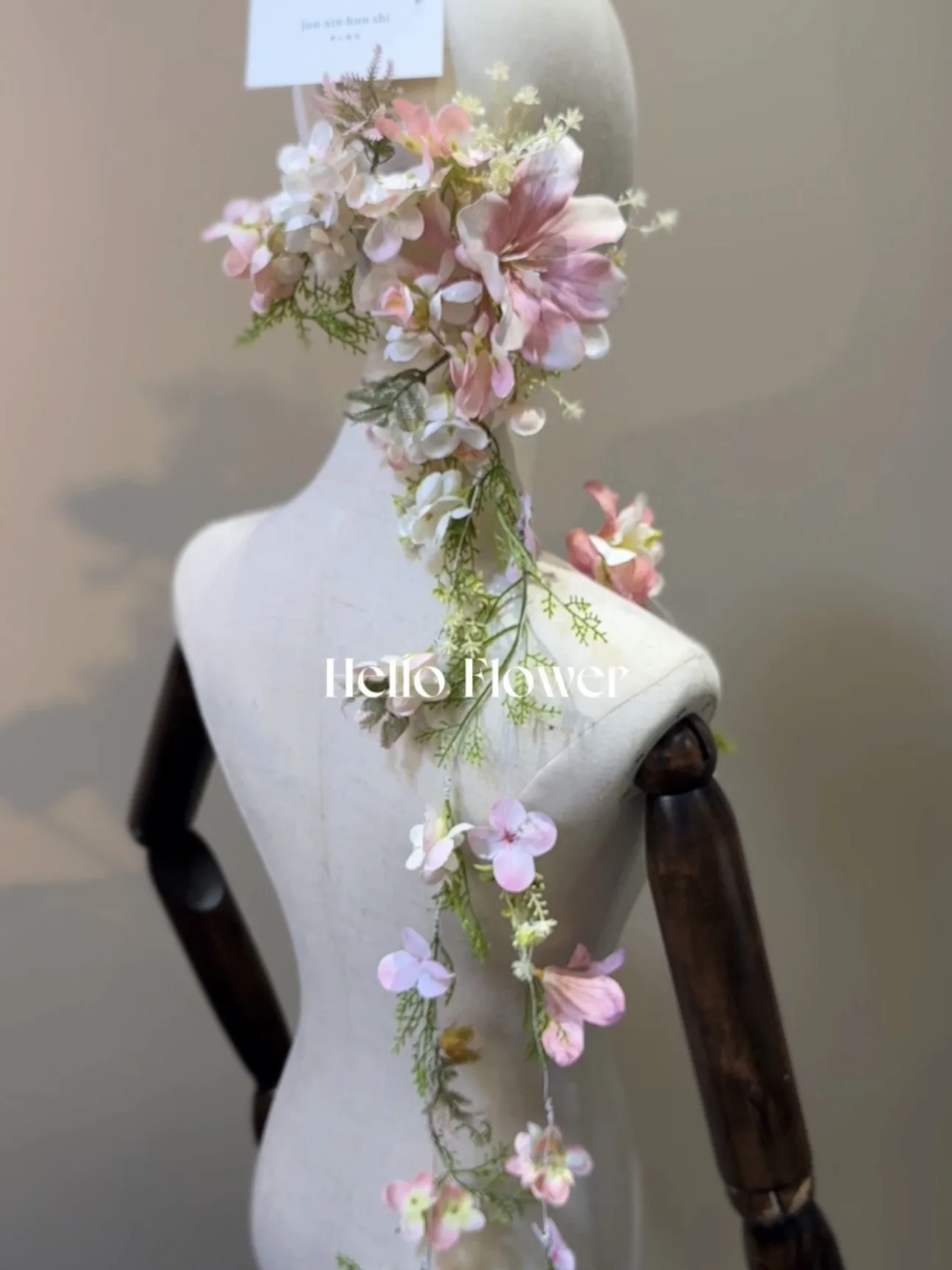 Junxinjia, Heavy Industry Floral Hair String Length 1.2 meters Xianqi Mori Fishtail Wedding Dress Veil Headgear