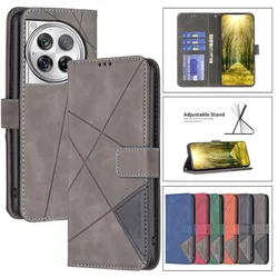 Flip Leather Wallet Cover Case on For OnePlus 12 12R One+12 1+12 One Plus 12 R 1+12R Geometric Phone Bags Protect Cases Fundas