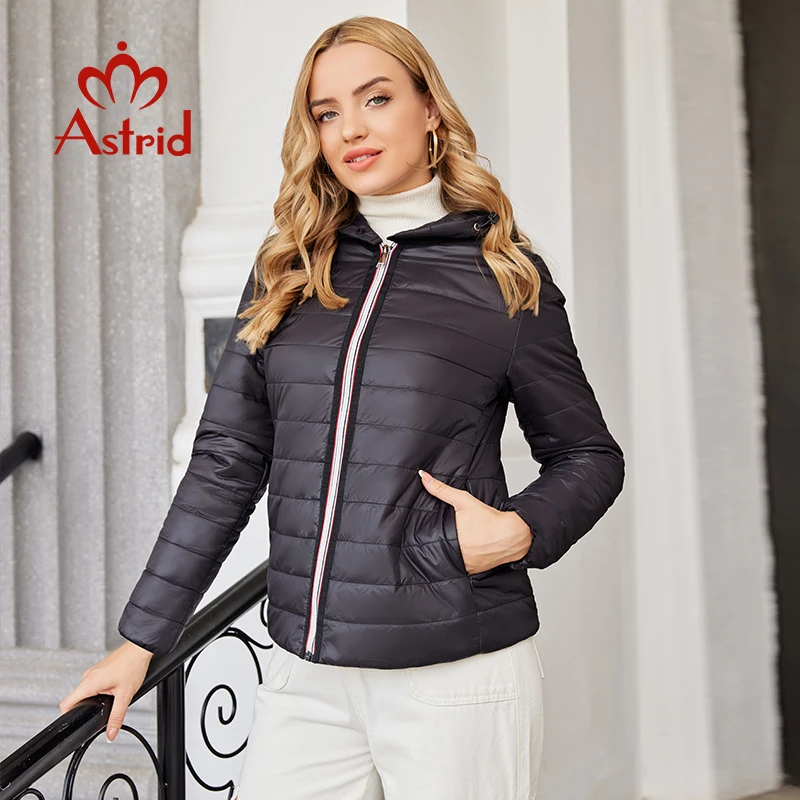 Astrid 2024 Spring Women's Jacket Women Clothing Outfit Fashion Light Quilted Cotton Padded Parkas Short Coats Hooded Outerwear