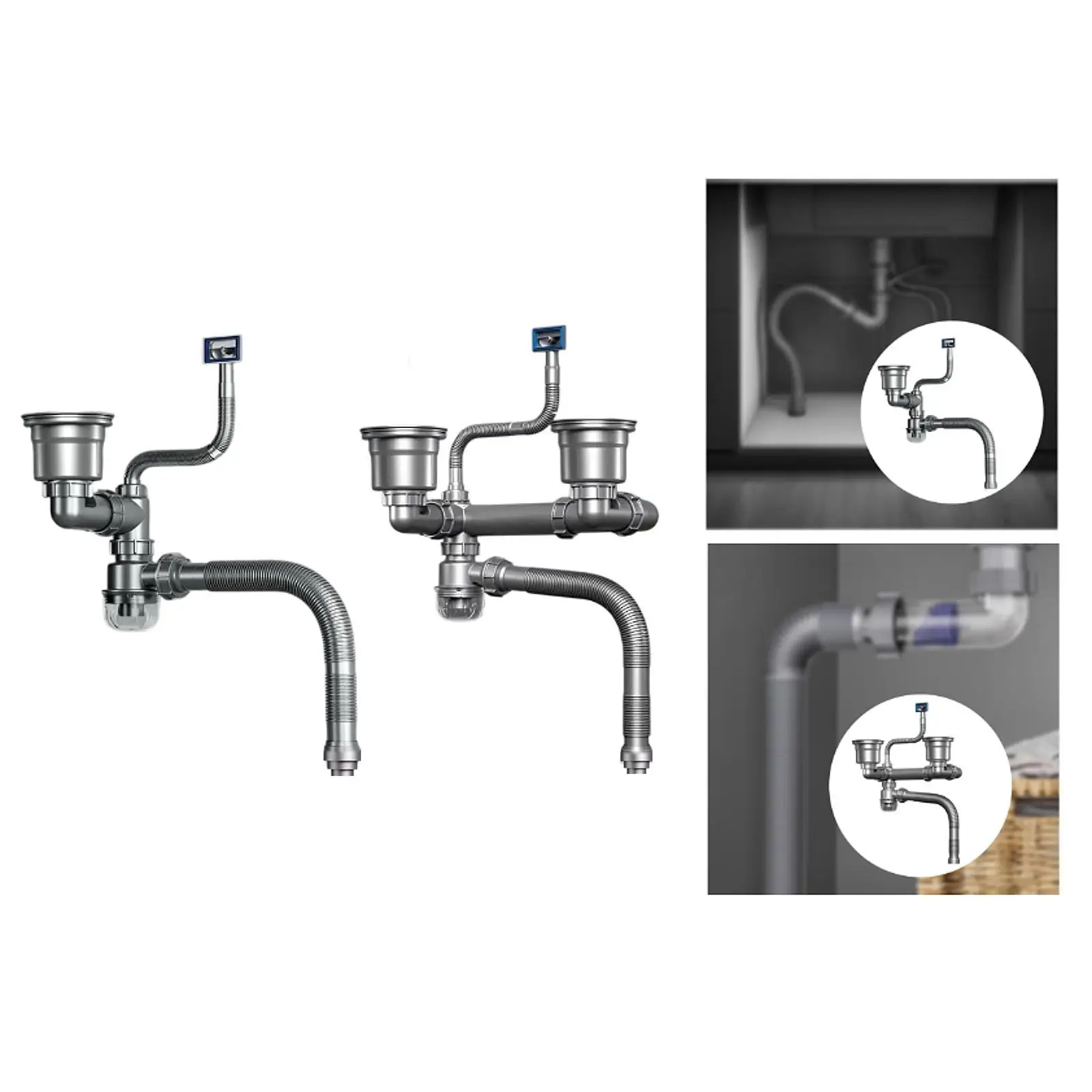 

Sink Drain Pipe Easy to Install Rustproof Expandable Sturdy Drainage System Sewer Tube for Bathroom Salon Bathtub Toilet