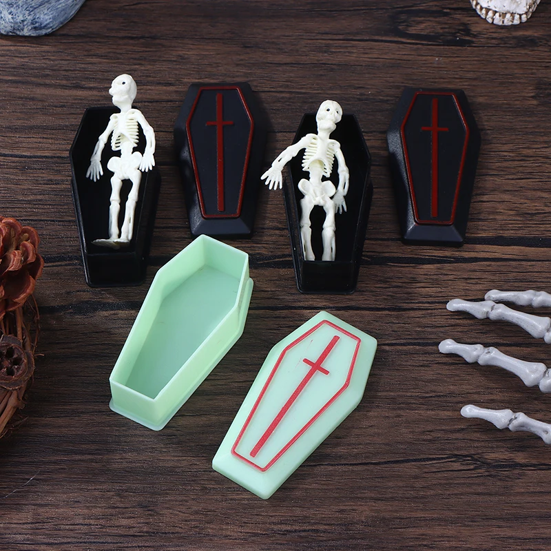 2/4 個ドールハウスハロウィン棺箱スケルトンマン装飾飾り模型玩具ミニチュアいたずら小道具ボックスモデルトリッキー小道具