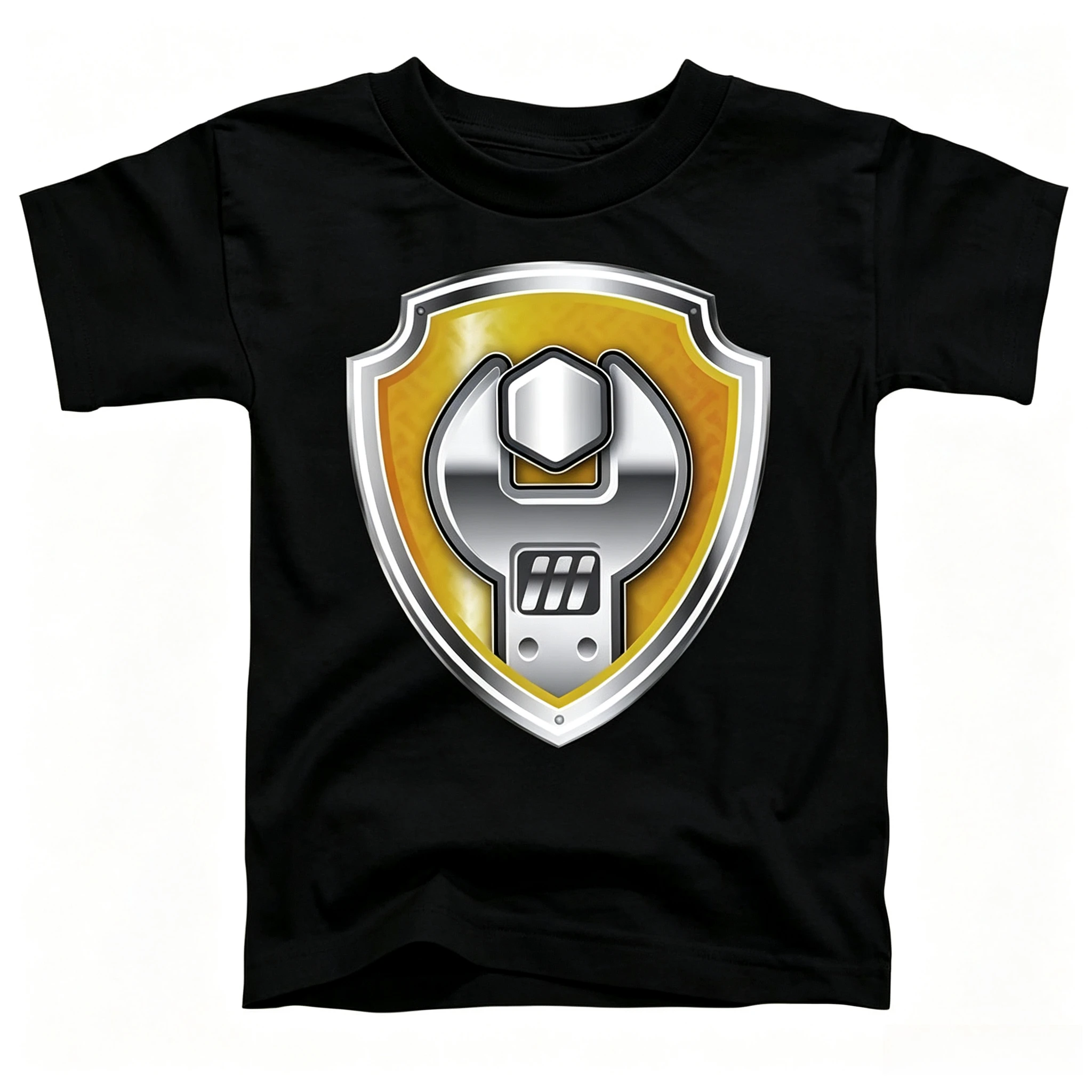 Paw Patrol Stone Badge Children's Short Sleeve T-shirt Wrench Shield Logo Printed Boys' Casual T-shirt