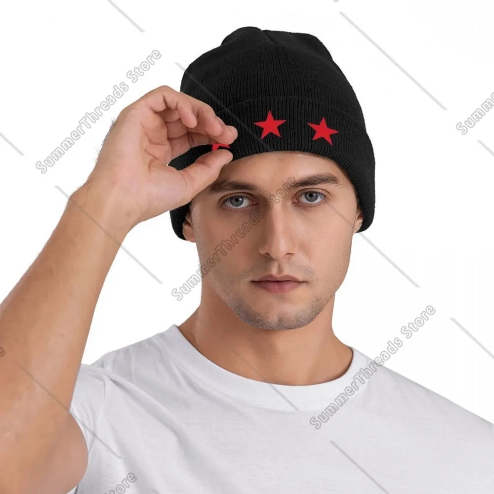 Three Stars The Beanie Hats Syrian Arab Republic Bonnet Hats Adult Unisex Vintage Gym Skullies Beanies Autumn Pattern Warm Caps