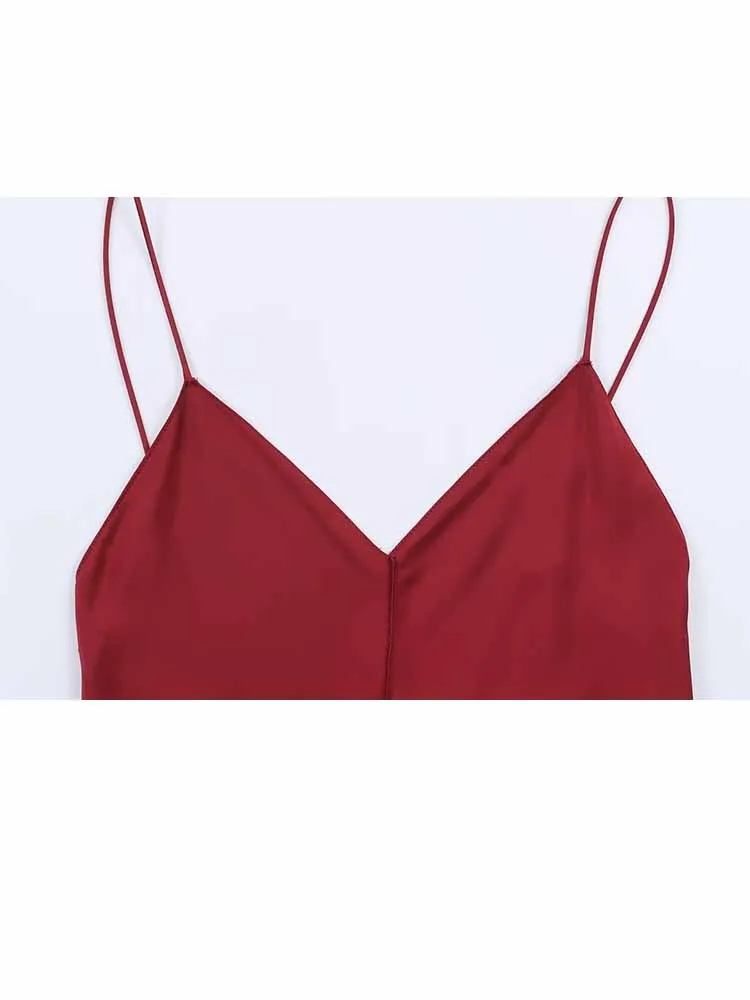 Sukienka damska letnia z dekoltem w serek, plisowanymi detalami, bez rękawów, seksowna, z odkrytymi plecami, długa sukienka na ramiączkach, damska, codzienna, na bankiet.