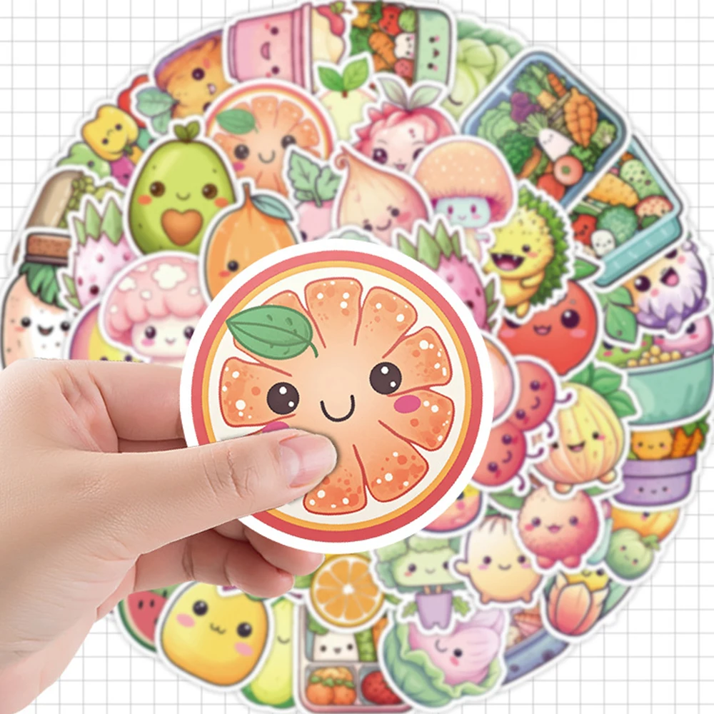 10/30/50pcs Cute Fruit and Vegetable Cartoon Stickers Kawaii Graffiti Kids Sticker Toy DIY Refrigerator Diary Water Bottle Decal