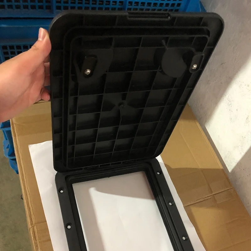 Classy-Black Square Non Slip Inspection Hatch Cover Marine Deck Access Hatch & Lid