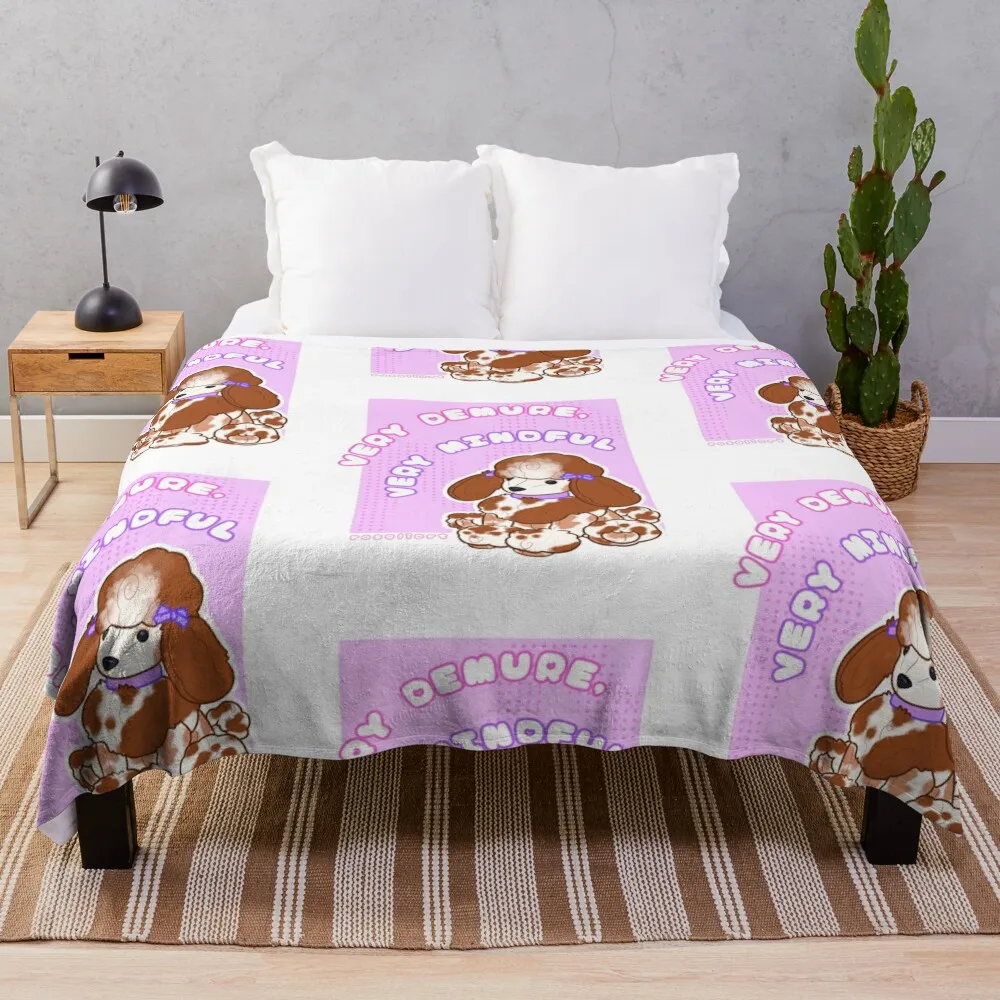 Very Demure Very Mindful Red Parti Poodle Throw Blanket Blankets For Sofas Plush Blankets