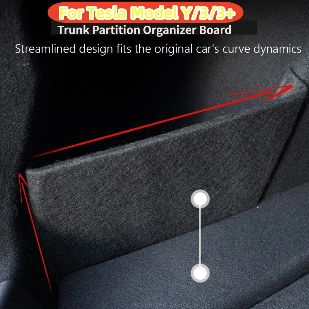 For Tesla Model Y/3/3+ 2017-2024 Car Rear Trunk Organizer Side Storage Divider Back Suitcase Separator Storage Baffle Accessorie