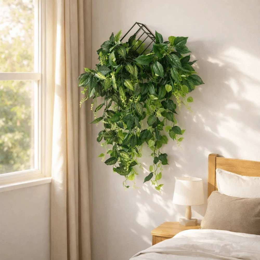 

Plastic Fake Hanging Plants Handmade Artificial Simulation Greenery Lifelike Decorative Fake Tree Leaves Garden Decor