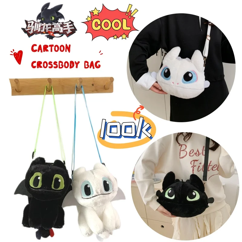 

New How to Train Your Dragon Toothless Light Fury Cartoon Casual Backpack High-value All-match Simple Shoulder Crossbody Bag