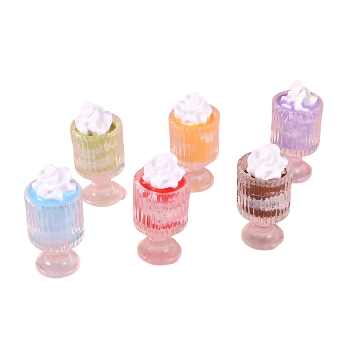 Dollhouse 2pcs Mini Ice Cream Milk Tea Cup Drink Model Resin DIY Dollhouse Food Play Home Decor Decoration Doll Accessories