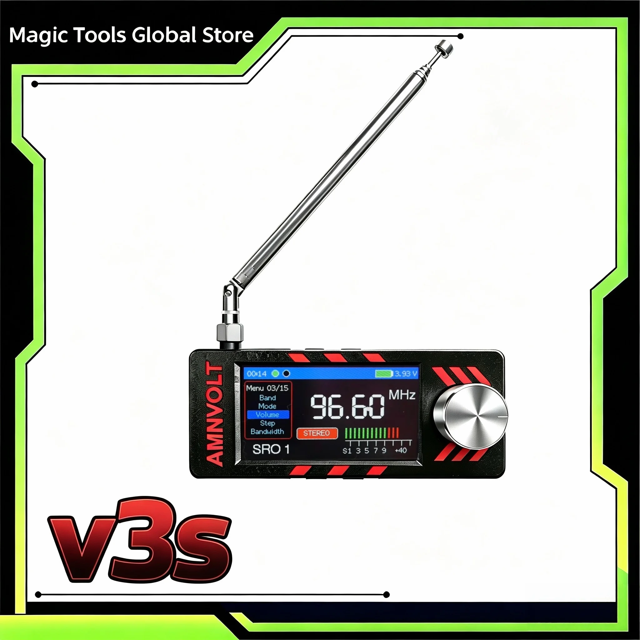 V3S AMNVOLT Mini SI4732 DSP Radio Receiver with Hi-Z,  FM AM SSB LSB USB Mode, SI4732 DSP Chip