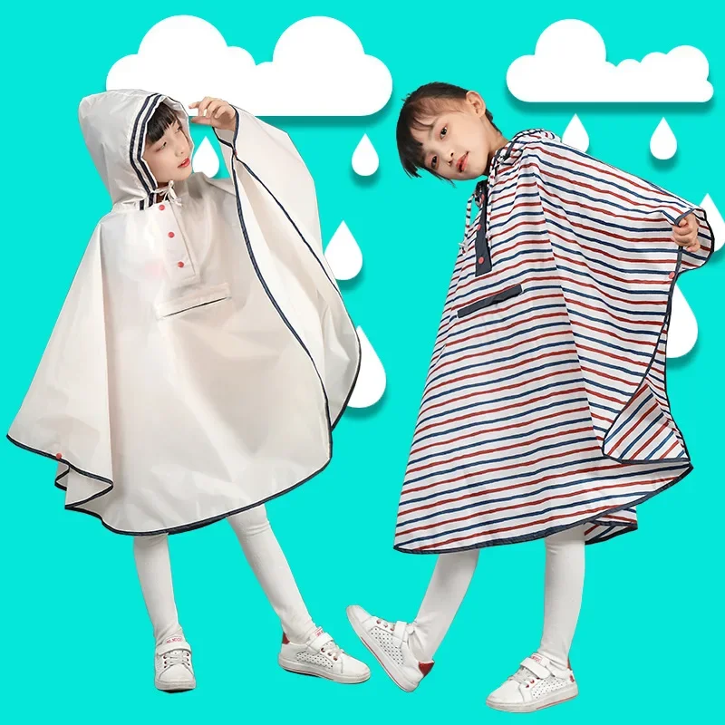 New Primary School Children's Cloak Waterproof Cute Printed Pattern Poncho Boys and Girls Shake Dry Water Jacket