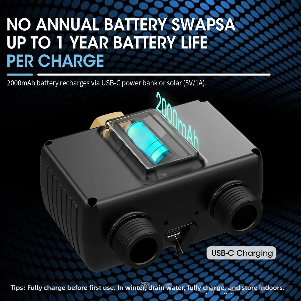 

Автоматический таймер полива с USB-зарядкой, контроллер орошения сада с двумя зонами для растений, с аккумулятором 2200 мАч, водонепроницаемый IPX6