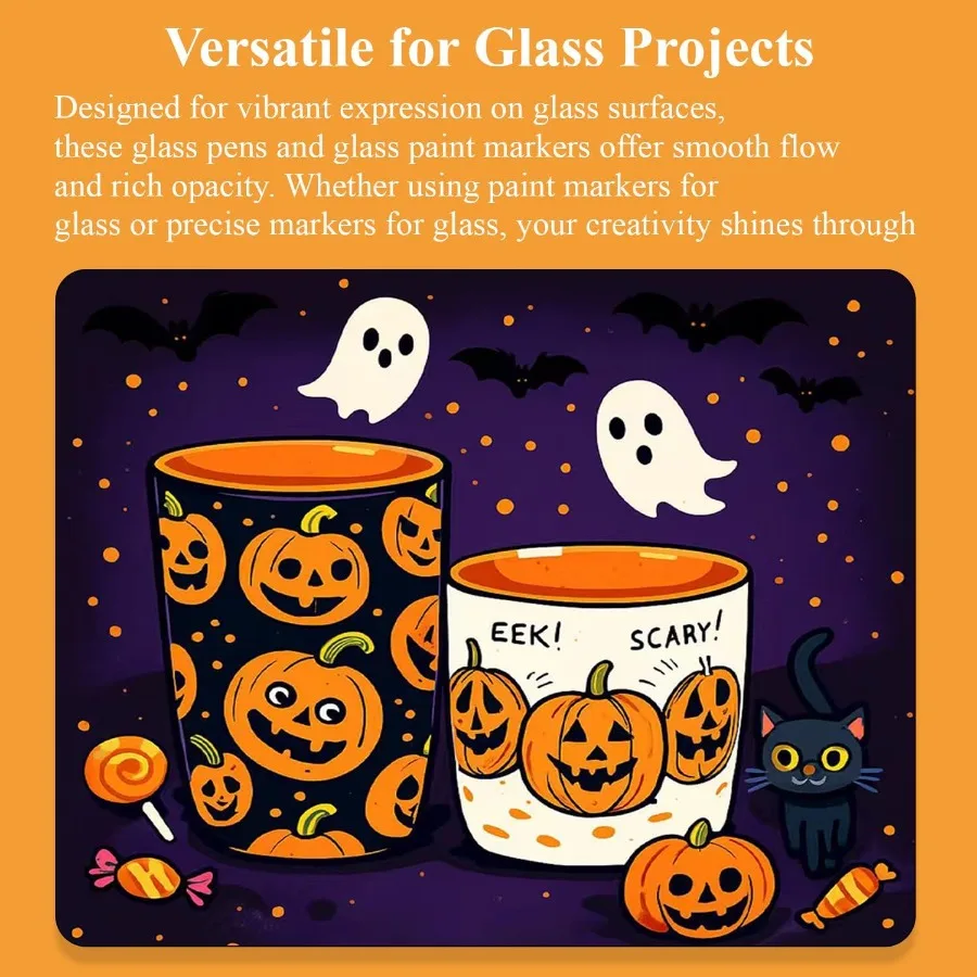 علامات طلاء أكريليك 24 لونًا مع تصميم مزدوج الشريحة لزينة الهالوين مثالية لطلاء اليقطين على لوحة الصخور الخشبية