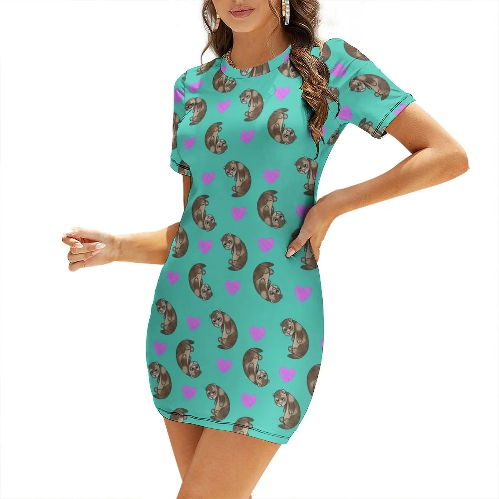 

I blooming love ferrets! Short-Sleeved Dress dress women summer elegant party dress for women 2025 Woman dresses