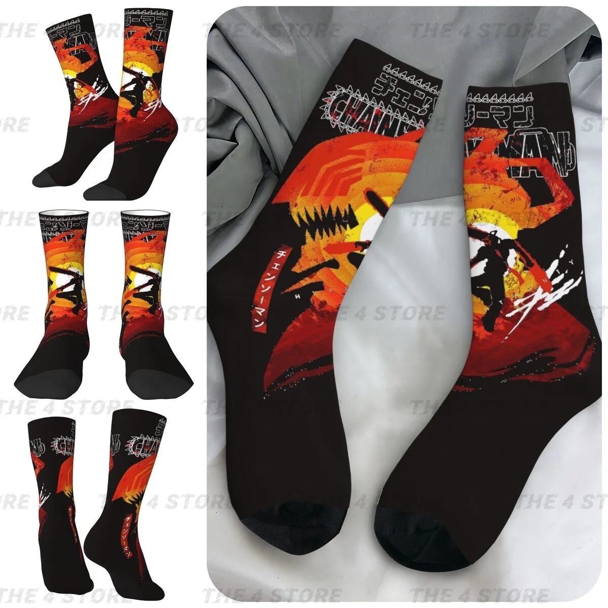 Anime Chainsaw Man Acid High elasticity polyester fiber Men and Women printing Socks,Applicable throughout the year Dressing