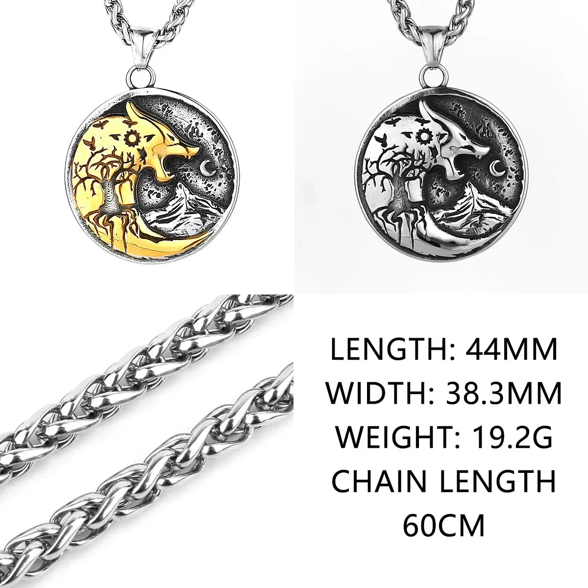 Viking Wolf Head Crow Dominant European and American Pendant Men's Personalized Creative Pendant Necklace