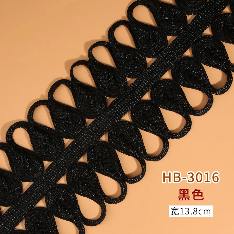 Imagem -06 - Ouro Mão-woven Lace Ribbon Retardant Vestuário Acessórios Trim Retrops para Uniformes Industriais Vestidos e Roupas 13.8cm Largura 1yard