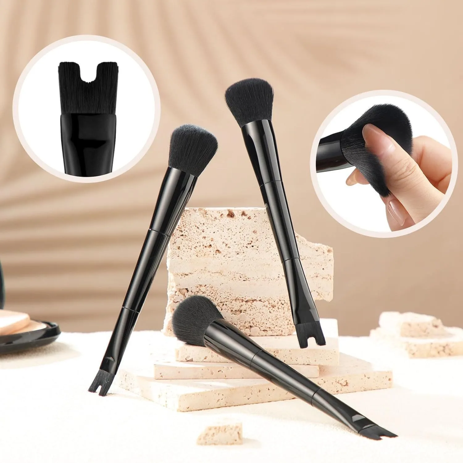 Nose Contour Brush U-Shaped 2-in-1 Makeup Brush Highlight Shadow Powder Blusher Dual-End Brush Tool for Nose Contouring