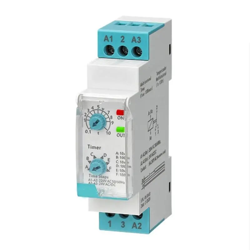 F-F ERV-08-V2 5A Multifunction Delay Timer Relay DIN Rail 0.1Second-100 Hours Electronic Time Delay